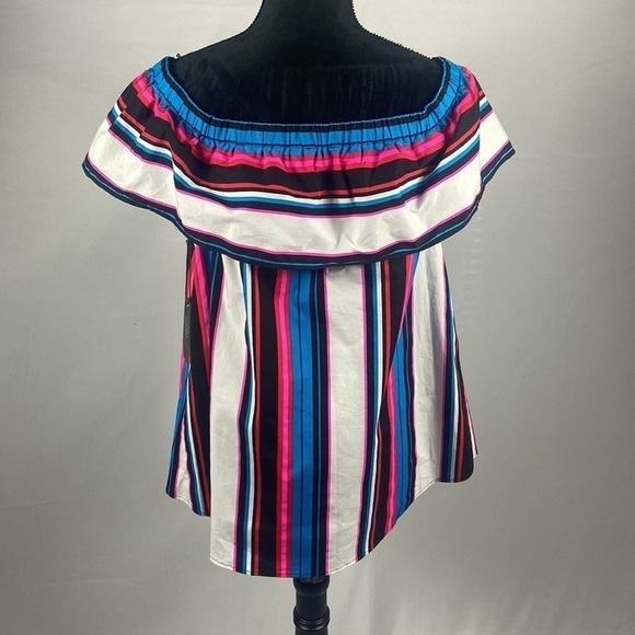Vince Camuto Havana Bright Striped Off the Shoulder Top - Picture 4 of 8